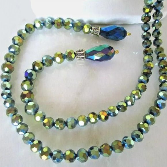 Signed Heidi Daus Alligator Rhinestone Necklace Long Glass Beads New Without Tag - Picture 5 of 5